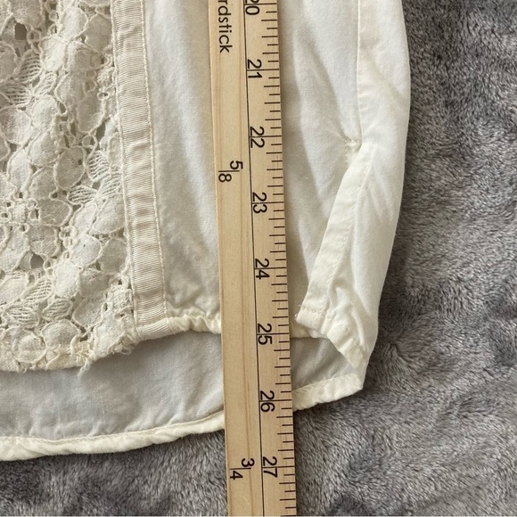 Vintage Forenza Lace Panel Button Up Blouse Cream Rayon Cotton Size Medium - Picture 6 of 9